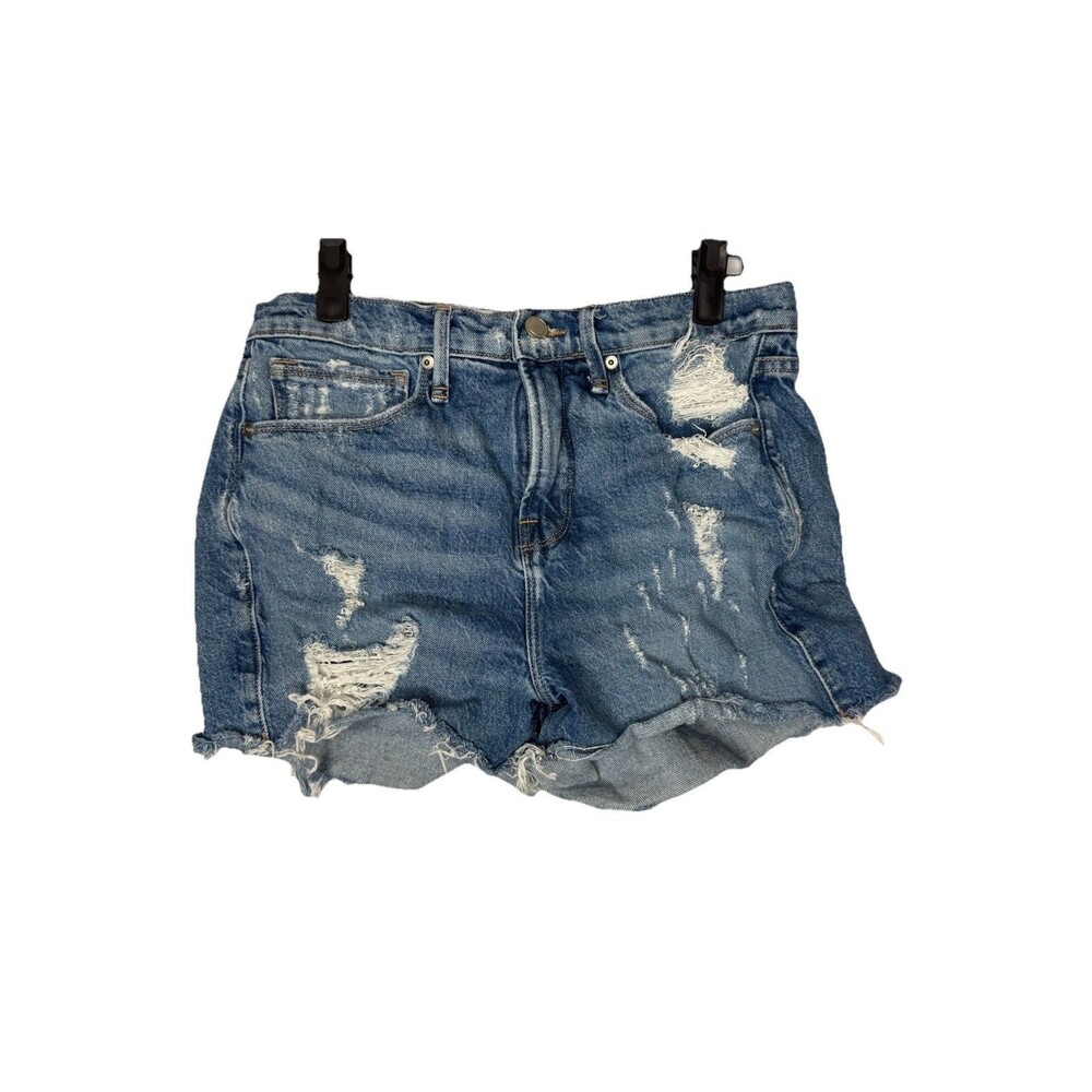 Good American Shorts Womens 2 26 Blue Good American Distressed High Waist Denim
